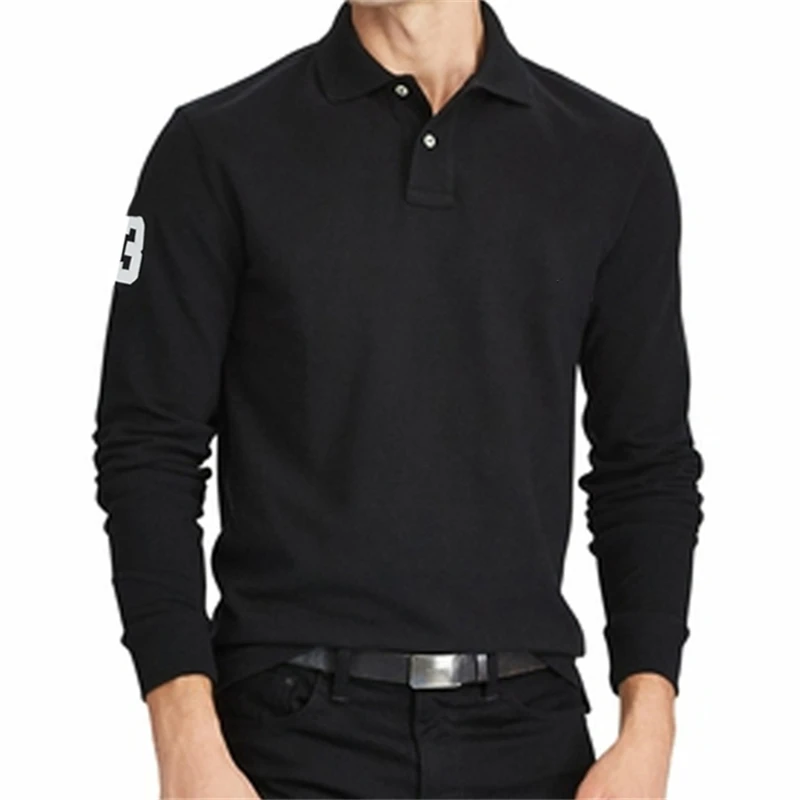 

Homme High Quality Top Tees Polos Men's New in Long Polo Shirts 100%cotton Rl Polos Para Hombre Luxury Shirt For Men Clothing