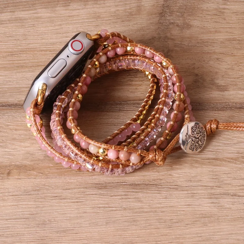 Bohemian Watch Band Women Men Boho Bracelet Strap for Apple Watch Retro Mixed Natural Stones Jewelry Multi Wrap Bracelet Gift