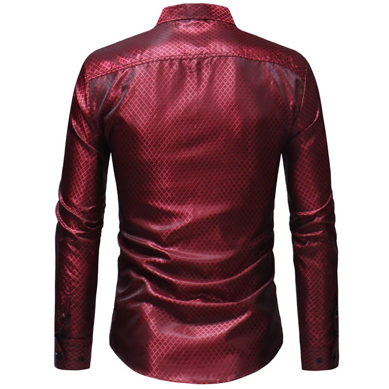 Mattswag Men Shiny Luxury Prom Party Long Sleeve Shirts 2022 Spring Autumn Shirts For Nightclub Designer Fashion Slim Fit Camisa