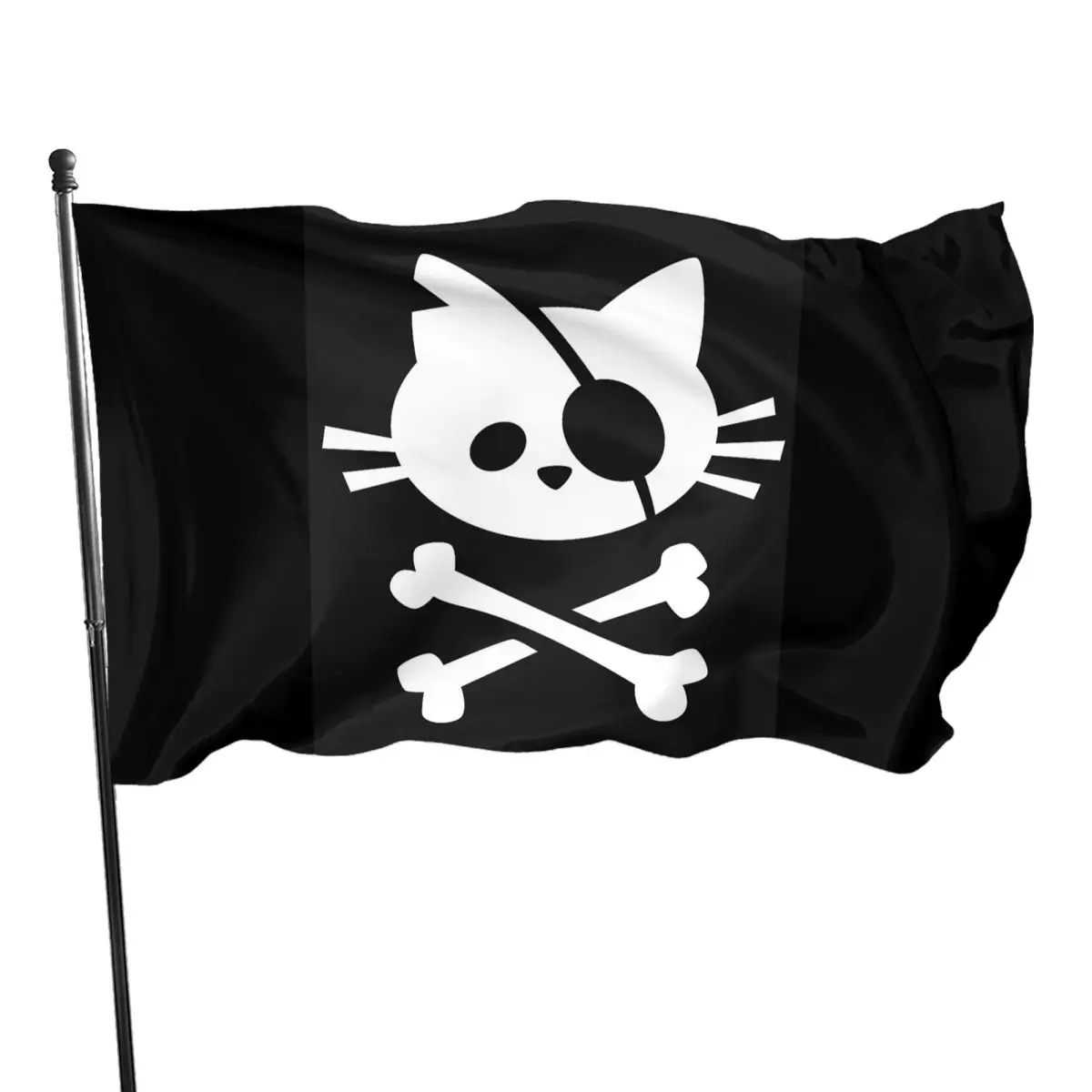 

Cute Pirate Cat Outdoors Banner skull head Nautical flag Concert Ambiance Non-fading Outdoor Travel Portable Dirty resistant