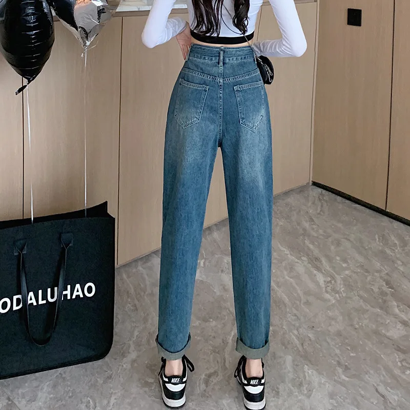 Harem Jeans Women's 2022 Autumn Winter High Waist Loose Wide Leg Pants Jeans Denim Trousers Boyfriend Y2k Jeans Cargo Streetwear