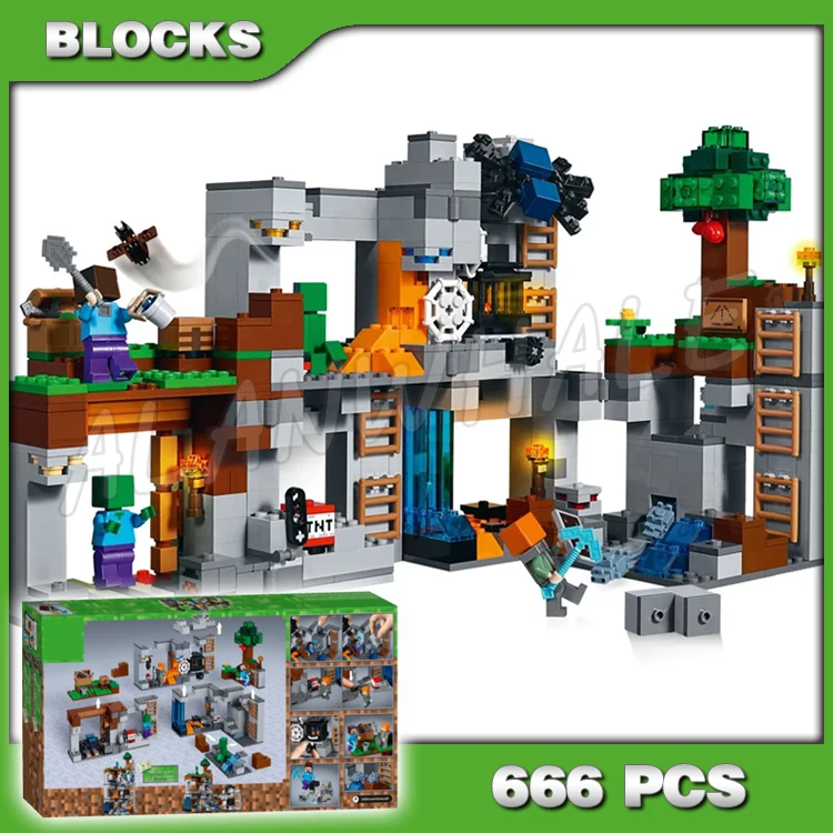 

666pcs Game My World The Bedrock Adventures Overworld Mine Lava Waterfalls 10990 Building Blocks Toys Compatible With Model