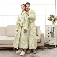 autumn winter luxury jacquard flannel robe men women robe warm sleep top plus size bathrobe pajamas set free shipping home wear