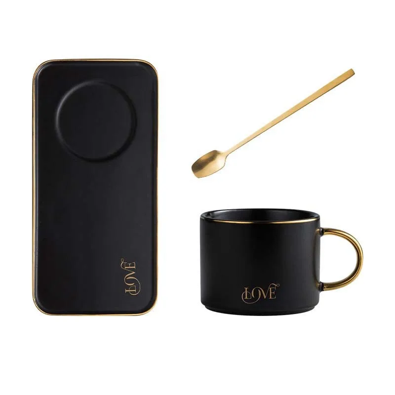 Керамическая кофейная чашка в европейском стиле с ложкой 220 мл | Дом и сад