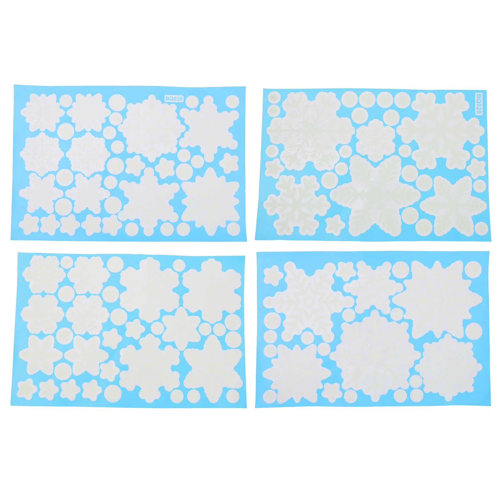 

4 Sheets Chic Christmas Stickers Window Decals Luminous Snowflakes Stickers