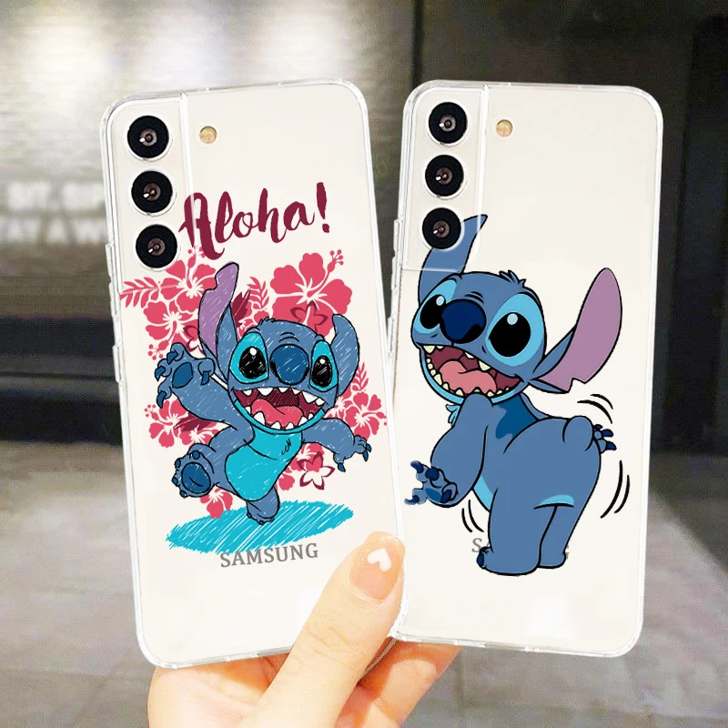 

Transparent Cover Disney Lilo & Stitch Cute Phone Case For Samsung S22 S21 S20 FE Ultra Pro Lite S10 S10E S9 S8 S7 Plus 5G