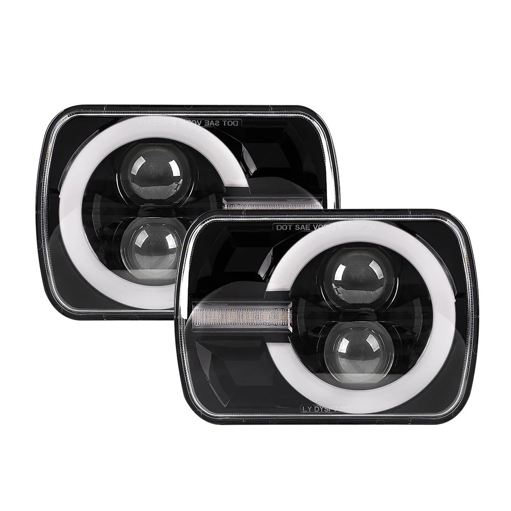 

Светодиодные Фары Cherokee XJ Wrangler YJ, 6000K Белый Свет, 7x6 5x7 Дюймов, ДХО, Желтый Указатель Поворота, Черные, Алюминиевые