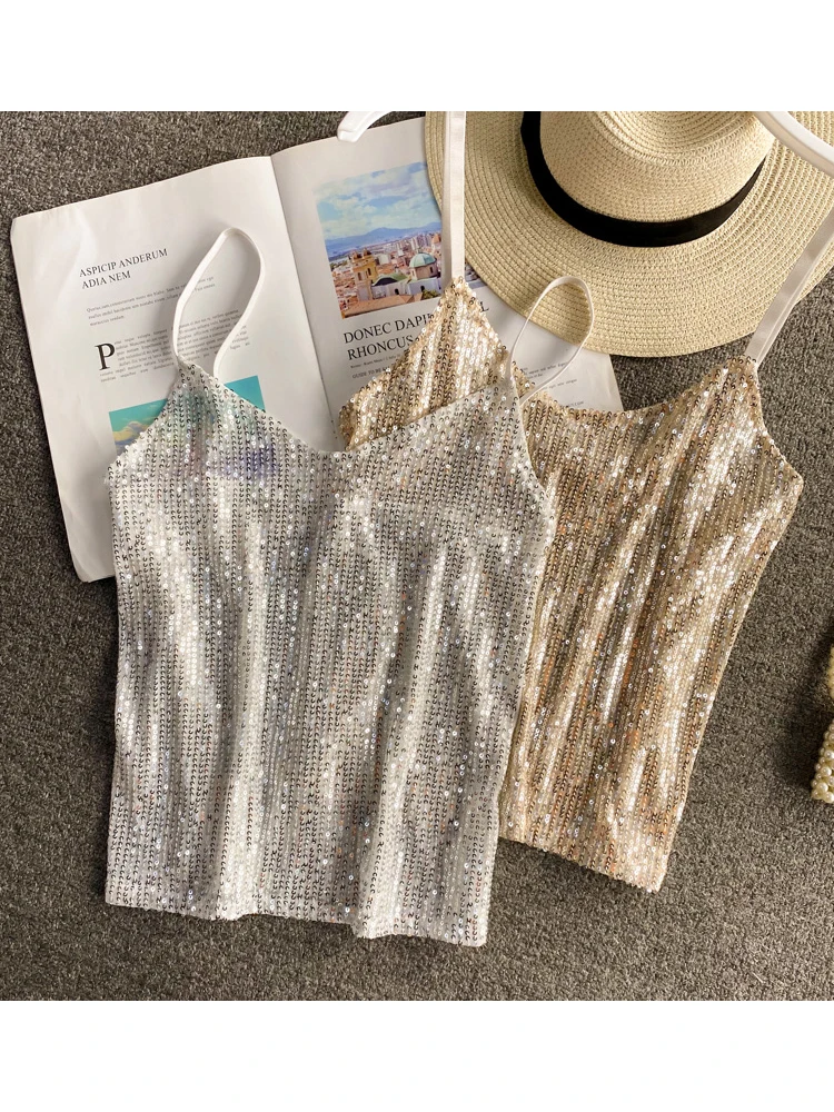 

Heliar Women Sexy Strapy Crop Tops Sequined Sexy Tube Tops Cropped Camis For Girls Knit Butterfly Tops Women 2022 Summer