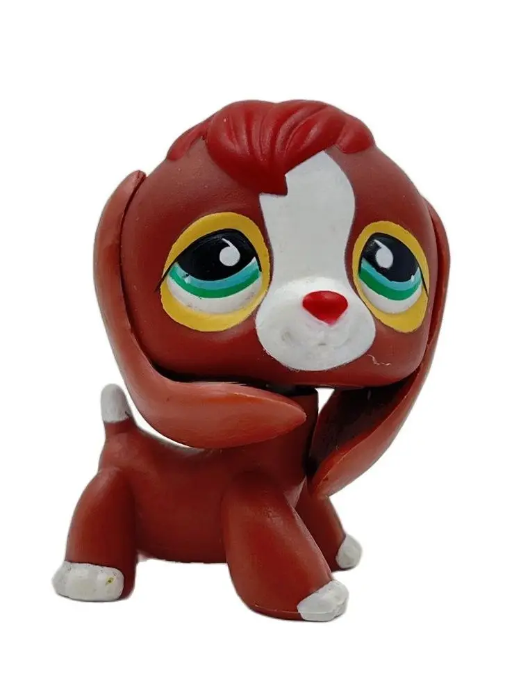 

LPS CAT Real original Littlest pet shop Bobble head toys figure #849 brown BEAGLE dog rare Animal puppy with blue eyes