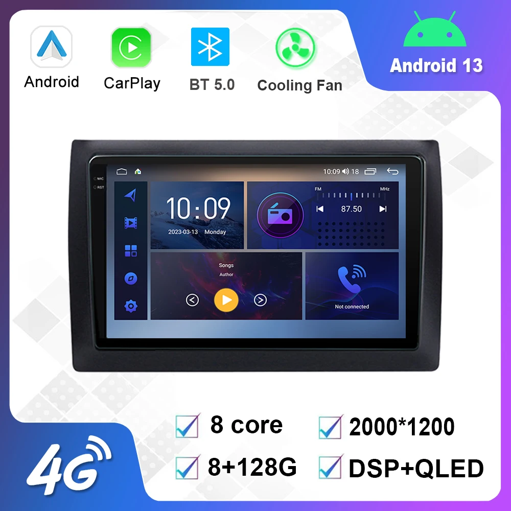 

9 Inch Android 12.0 Multimedia Player Auto Radio For Fiat Stilo 2002-2010 GPS Carplay 4G WiFi DSP Bluetooth pantalla para auto