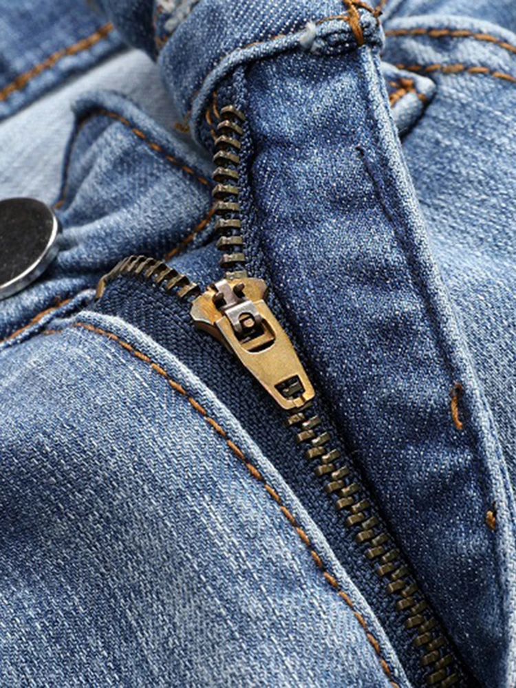 Brand Hip Hop Street Denim Distressed Jeans Mens Retro Clothing Medium Beard Effect Casual Fashion Skinny Pants For Sale