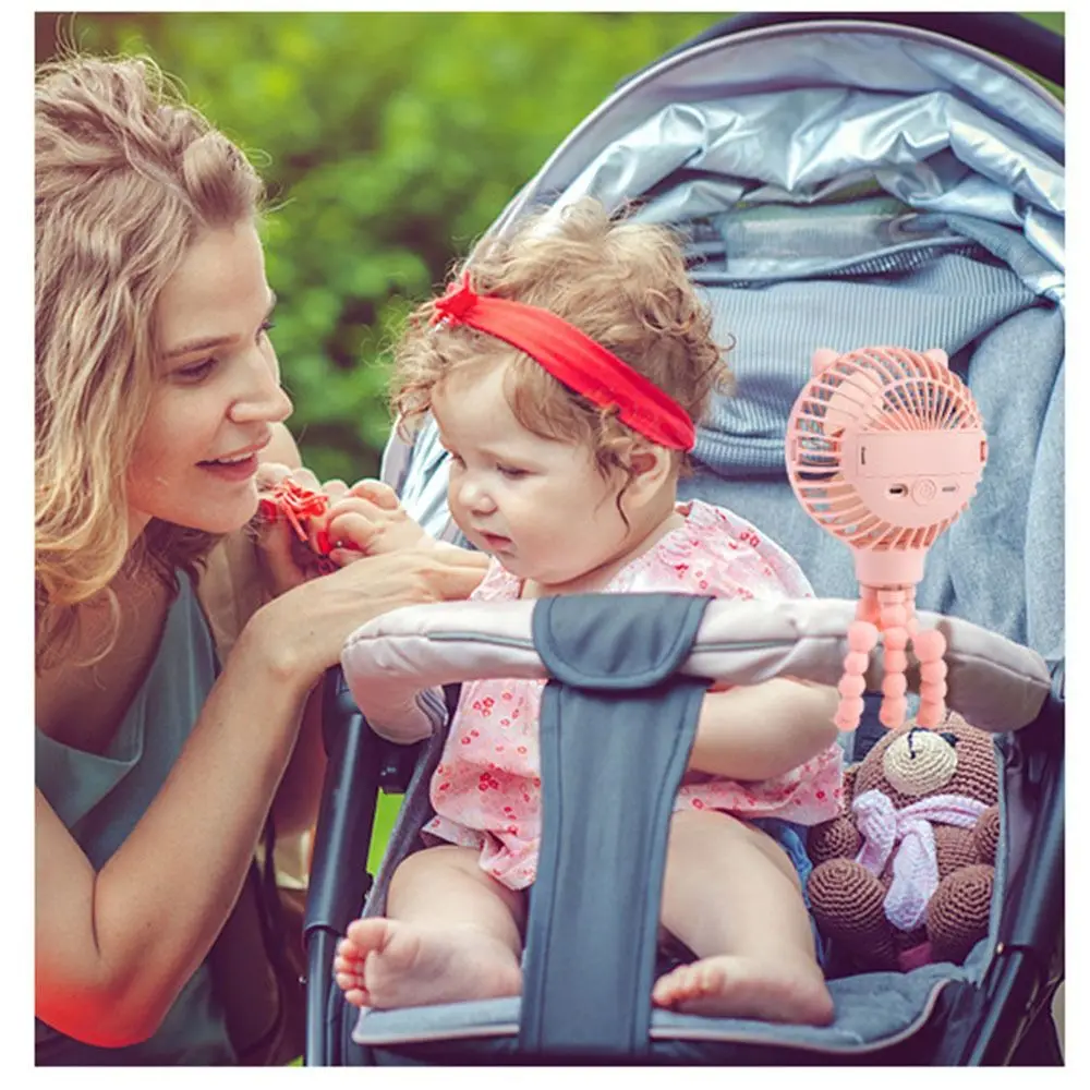 

Portable Handheld Car Seat USB Rechargeable Stroller Fan Octopus fan Desk Fan Night Lights