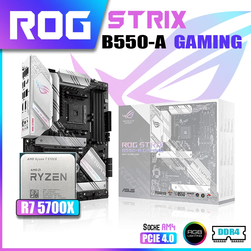 

New Kit ASUS ROG STRIX B550-A GAMING With AMD Ryzen 7 5700X CPU Processor DDR4 Memory Motherboard AM4 RGB Combo mATX