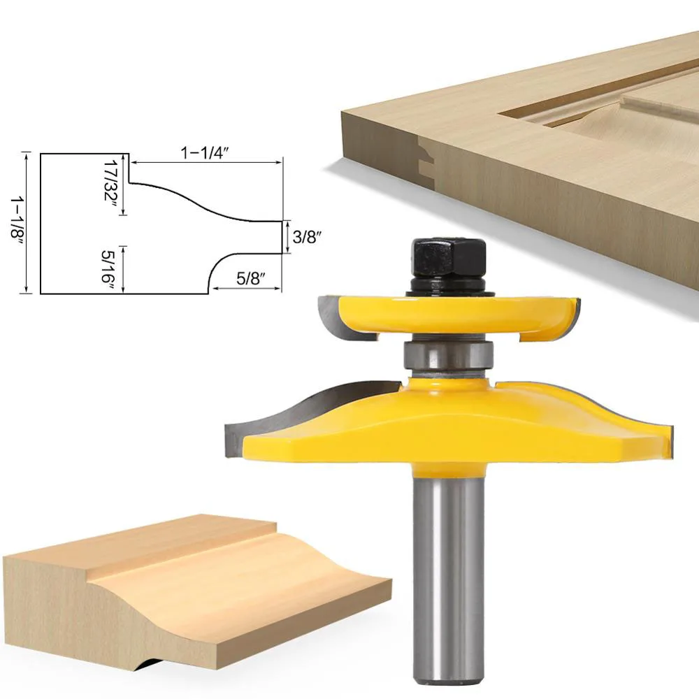 

1PC 1/2" 12.7MM 12MM Shank Milling Cutter Wood Carving Raised Panel Ogee Router Bit With Back Cutter Tenon Cutter For Woodwork