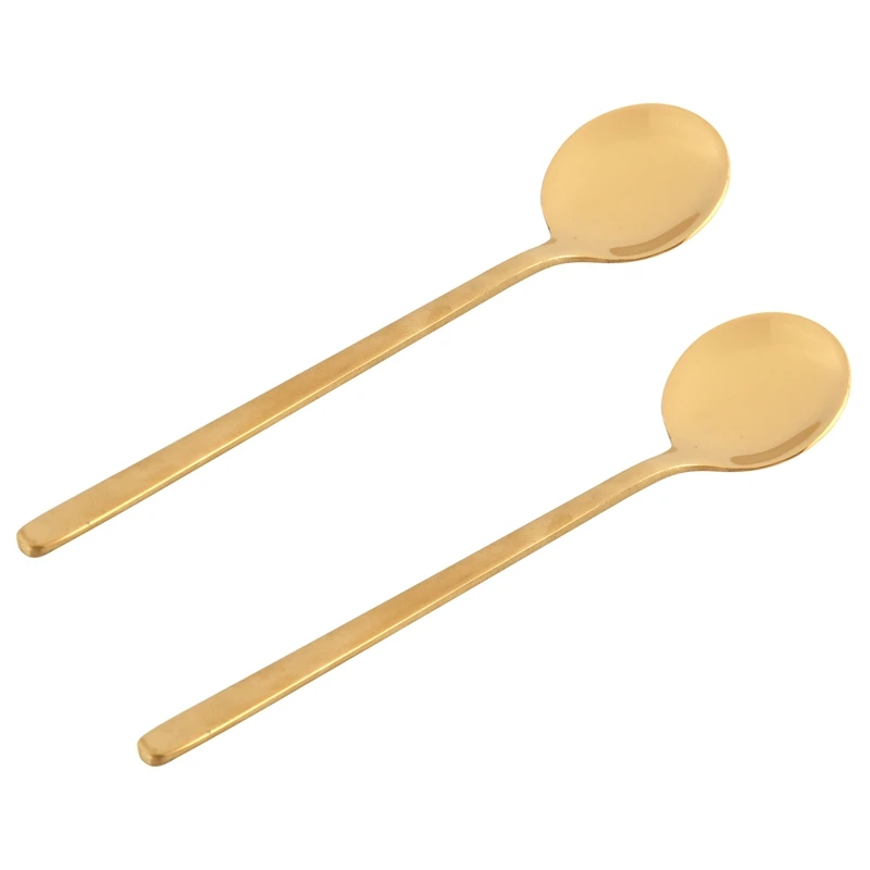

2 Pcs/Set Coffee Scoop 304 Stainless Steel Coffee Spoon With Long Handle Dessert Tea Spoon Set Accessories Gold S