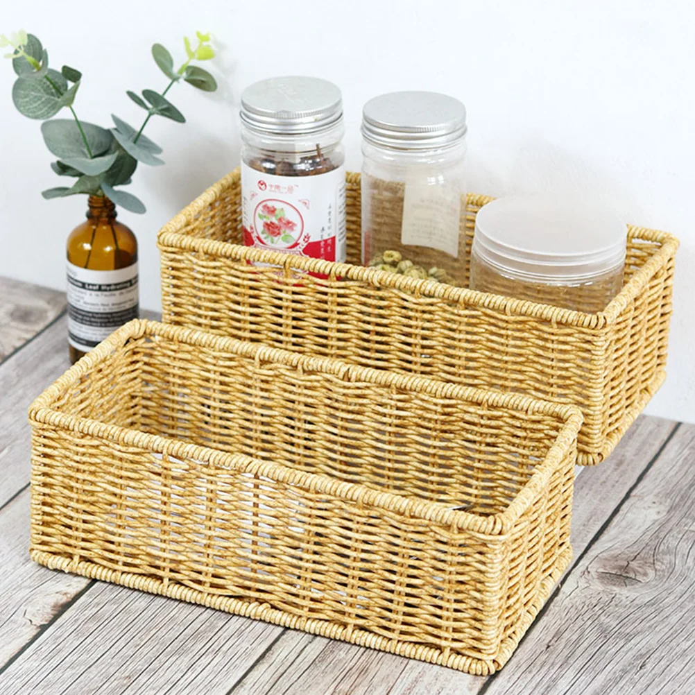 

Fruit Basket Tabletop Sundry Kitchen Storage Imitation Rattan Snacks Pp Woven Chic