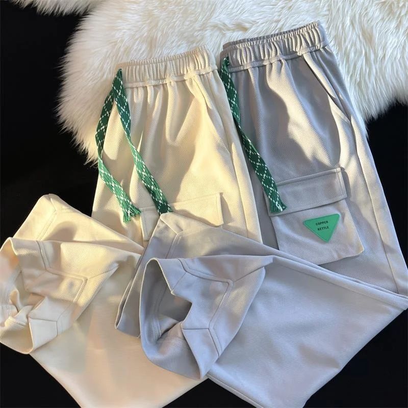 

Брюки унитаз мужские драпированные, свободные прямые штаны в американском стиле, с большим количеством карманов, осень