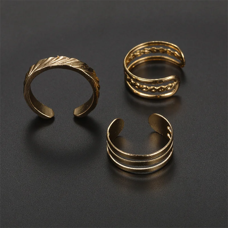3 шт. Модные кольца с открытым носком для женщин регулируемые простые