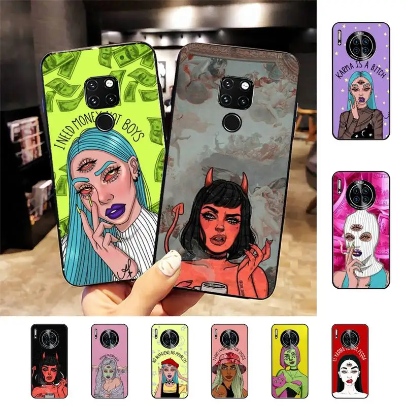 

Aesthetic Devil Woman Bad girl Painted Phone Case For Huawei Nova 3I 3E mate 20lite 20Pro 10lite Luxury funda case