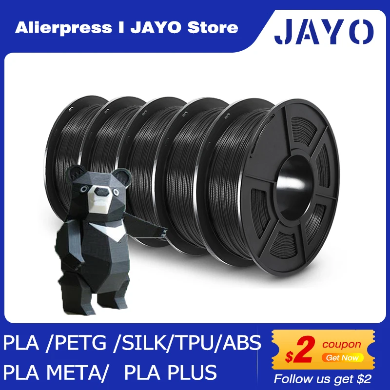 JAYO PLA PLA PLUS ABS PETG SILK Filament 1.75MM 5 Rolls / Set Refills Non-toxic Fastship 3D Printer DIY Gift