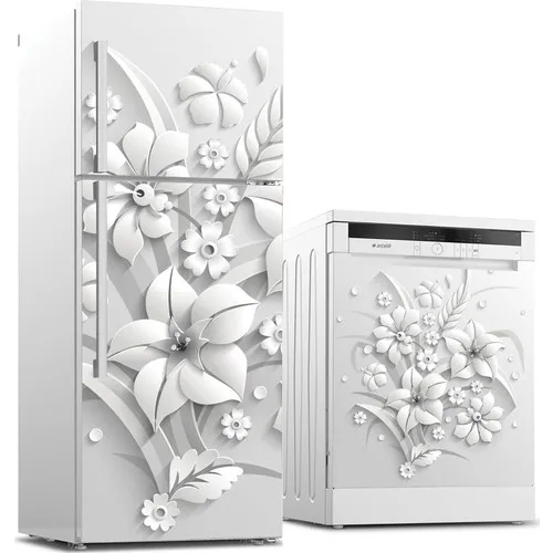 

3D Custom Dishwasher Refrigerator Contact Paper Embossed Flower Wall Freezer Decal Film Panel Cover Wall Sticker Home Decor Gift