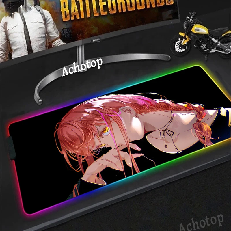 

RGB omputer Anime Mouse Pad Man Chainsaw Keyboard Gaming Accessorie XXL Rubber Mat Pad Table Laptop Gamer Desk Pc Gamer Mausepad