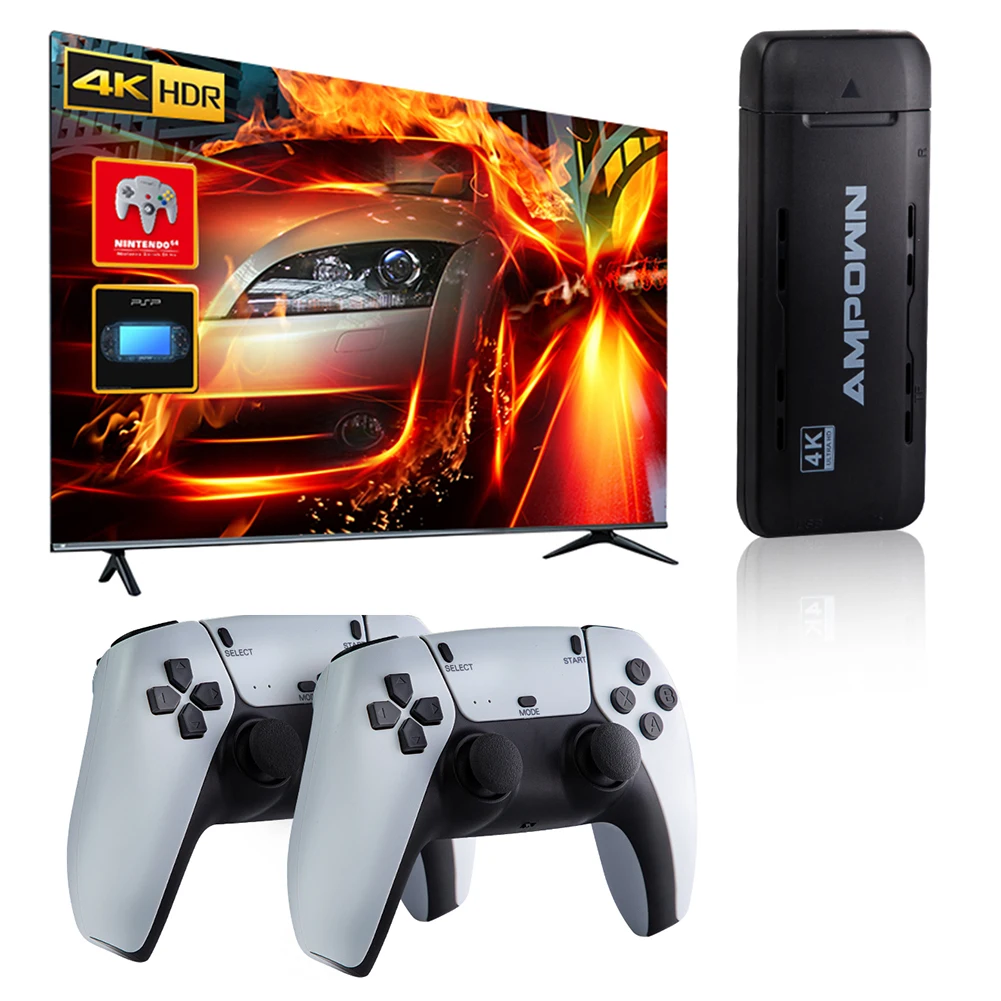 64GB Video Game Console with 2.4GWireless Controller USB Receiver Kit 10000+ Games HD Display Arcade Console for PSP/N64/GBA
