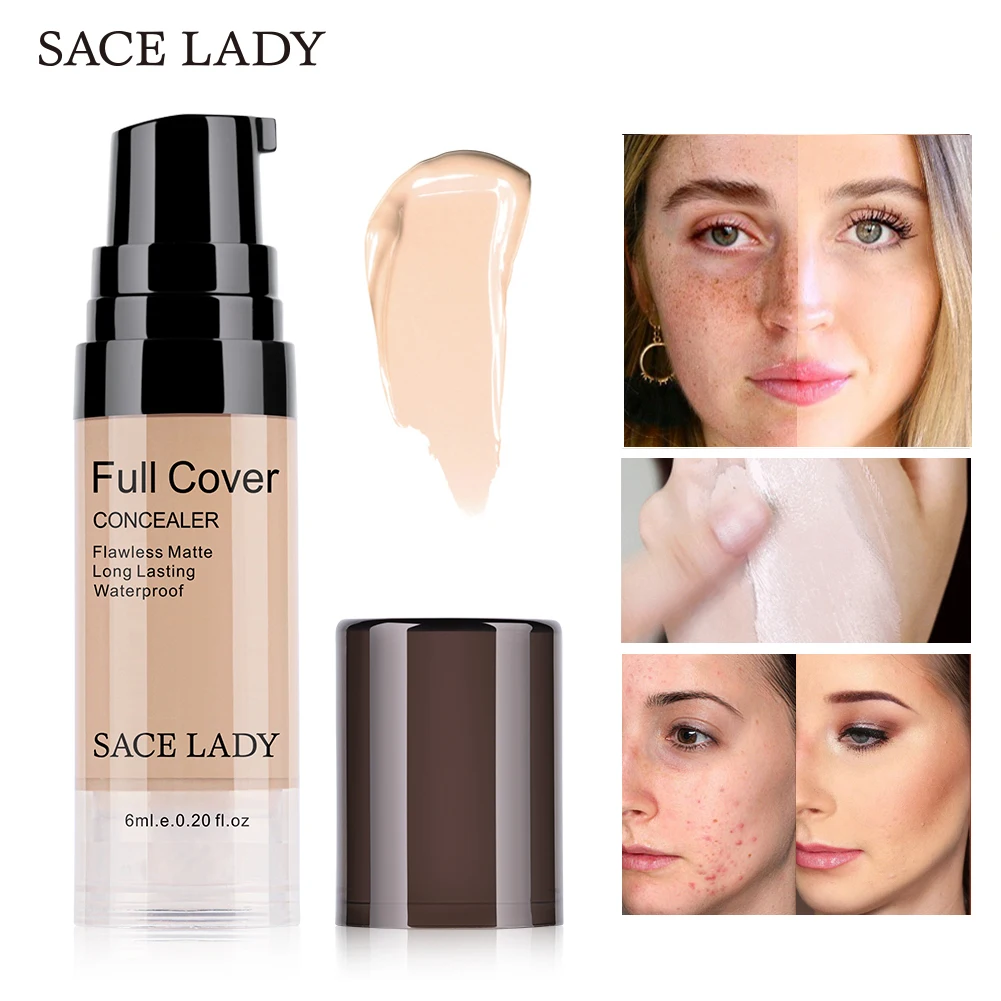 

SACE LADY 4 Colors Full Cover Liquid Concealer Makeup 6ml Eye Dark Circles Cream Face Corrector Waterproof Make Up Base Cosmetic