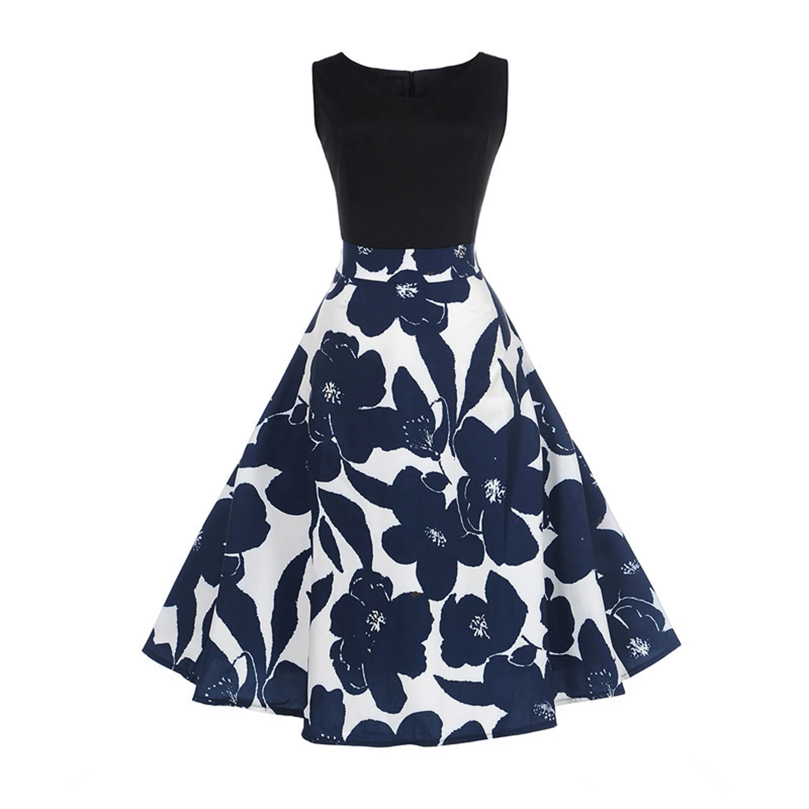 

Fashion Retro Ladies Casual Swing Dress Big Sleeveless Antique Print Women's Dress Women's Beach Dresses Casual