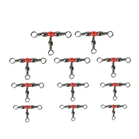 20pcslot fishing snap swivel 3 way barrel swivel ring fishhook lure line connector with beads fishing accessory
