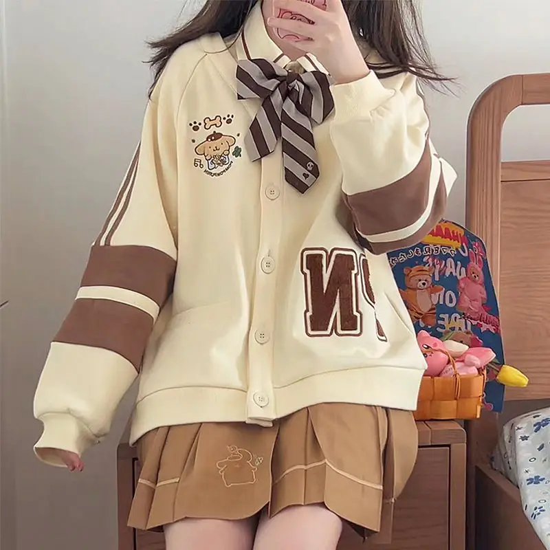 

Kawaii Sanrios осень-зима женский свитер свободные милые вязаные кардиганы аниме Kuromi Cinnamoroll My Melody милый мультяшный подарок