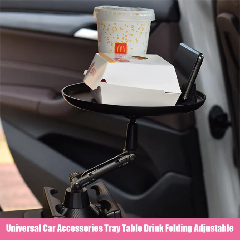 

Universal Car Accessories Tray Table Drink Folding Adjustable Phone Holder Mount Car Food Table for Beverage Bottle 360 Swivel