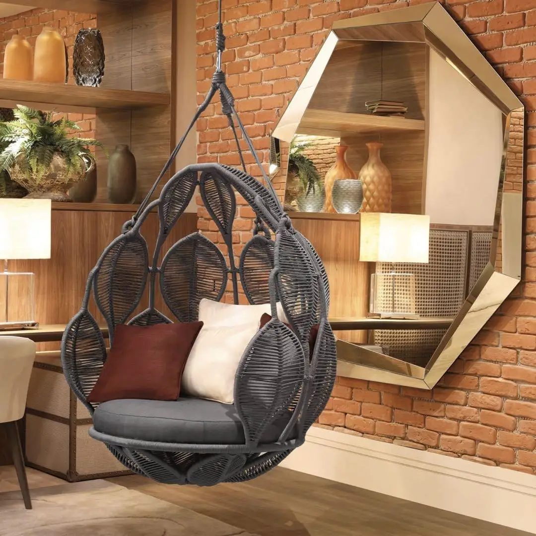 

Net red Bird's Nest hanging chair swing Blue rattan chair Outdoor courtyard indoor floor home cradle balcony single large hammoc