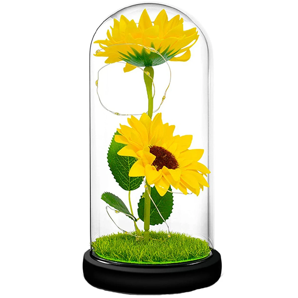

LED Sunflower Lamp Battery Operated Sunflower Glass Light Creative Eternal Sunflower in Glass Dome Decorative Artificial