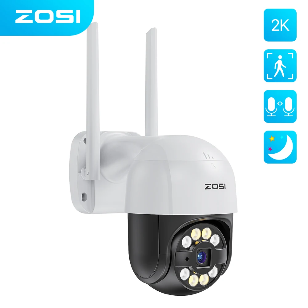 ZOSI PTZ Wifi IP Camera 2MP 3MP Outdoor AI Person Vehicle Package Pet Detect Wireless Camera Two-Way Audio Security CCTV Camera