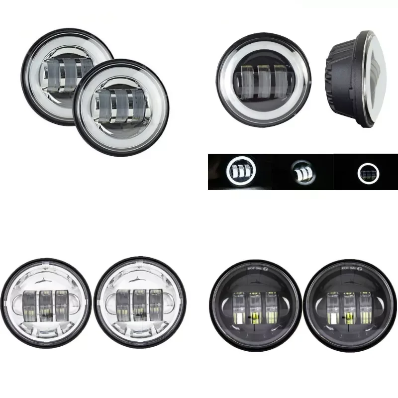 

1 Pair 4.5" 4 1/2 inch Motorcycle Chrome Black LED Fog Passing Auxiliary Light for Classic FLHR Road King 4.5Inch LED Fog L