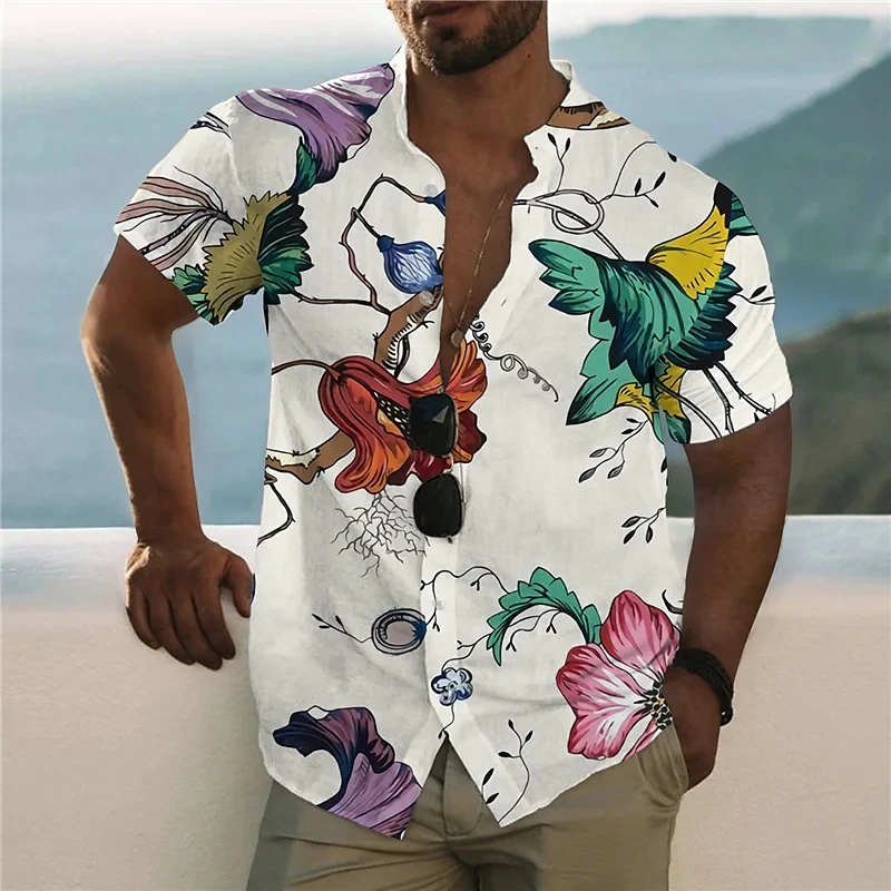 Men's Hawaiian Tropical Shirt, 3d Printed Short Sleeve Shirt, Beach Vacation T-shirt, Men's Plus Size Shirt, Blouses, 2022