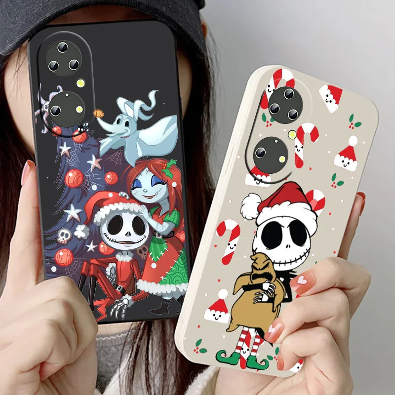 

Disney Christmas Eve Dolls For Huawei P50 P40 P30 P20 P10 Pro Lite P Smart Z 2021 2019 4G 5G Silicone Soft Black Phone Case