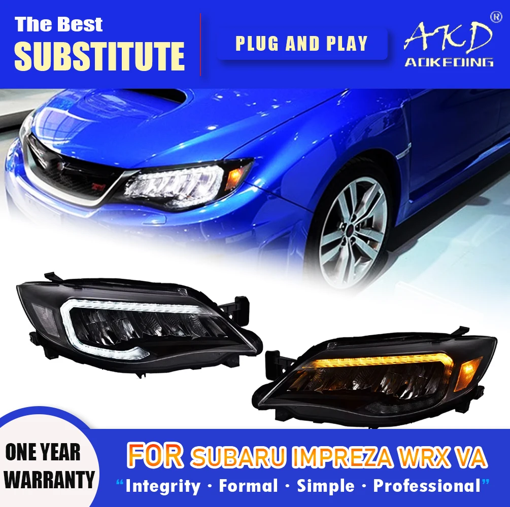 Фара AKD для Subaru WRX светодиодный фары 2008-2014 Impreza DRL сигнал поворота фара дальнего
