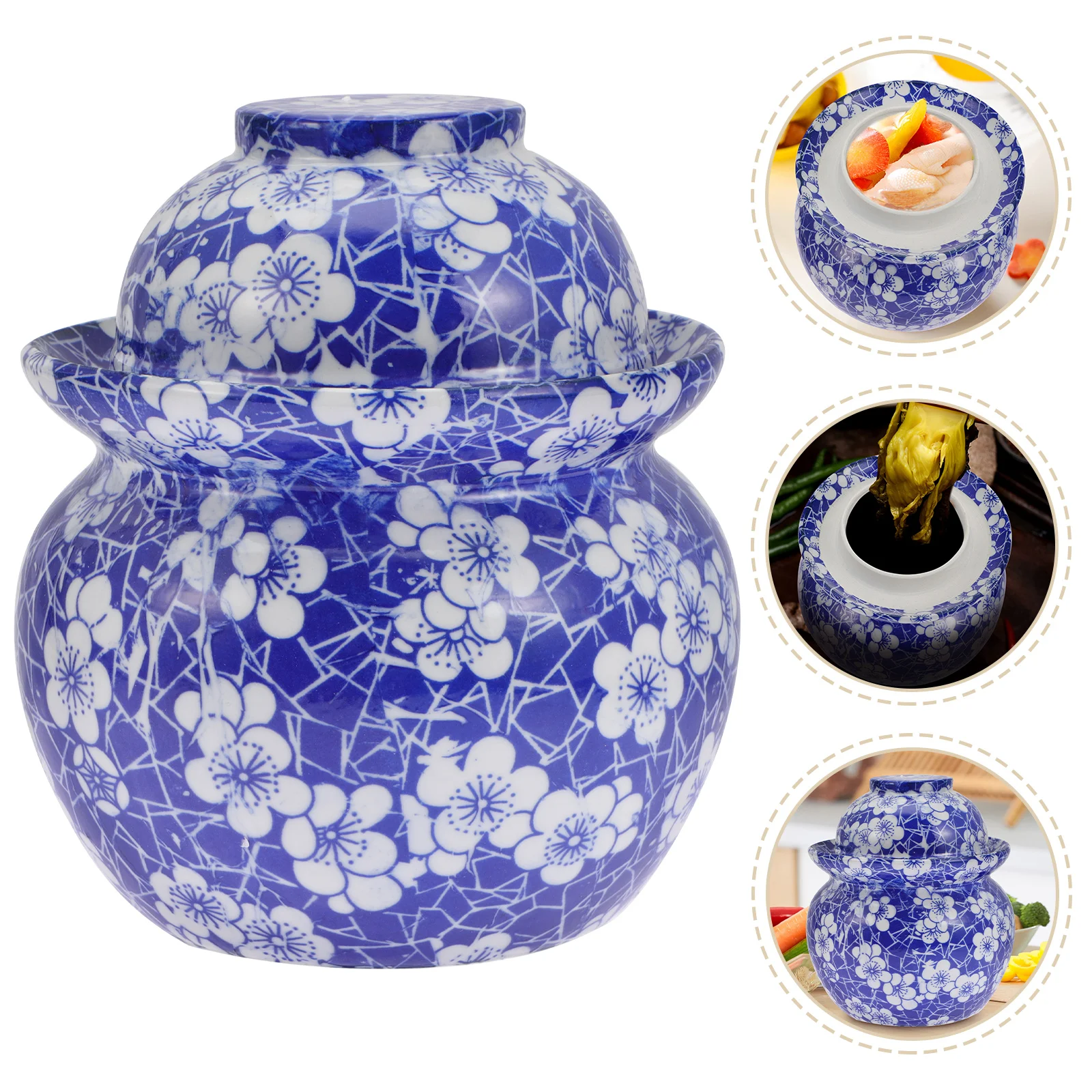 

Jar Ceramic Storage Container Pickles Picklefermentation Fermenting Pot Canister Kimchi Jars Pickling Crock Kitchen Lid