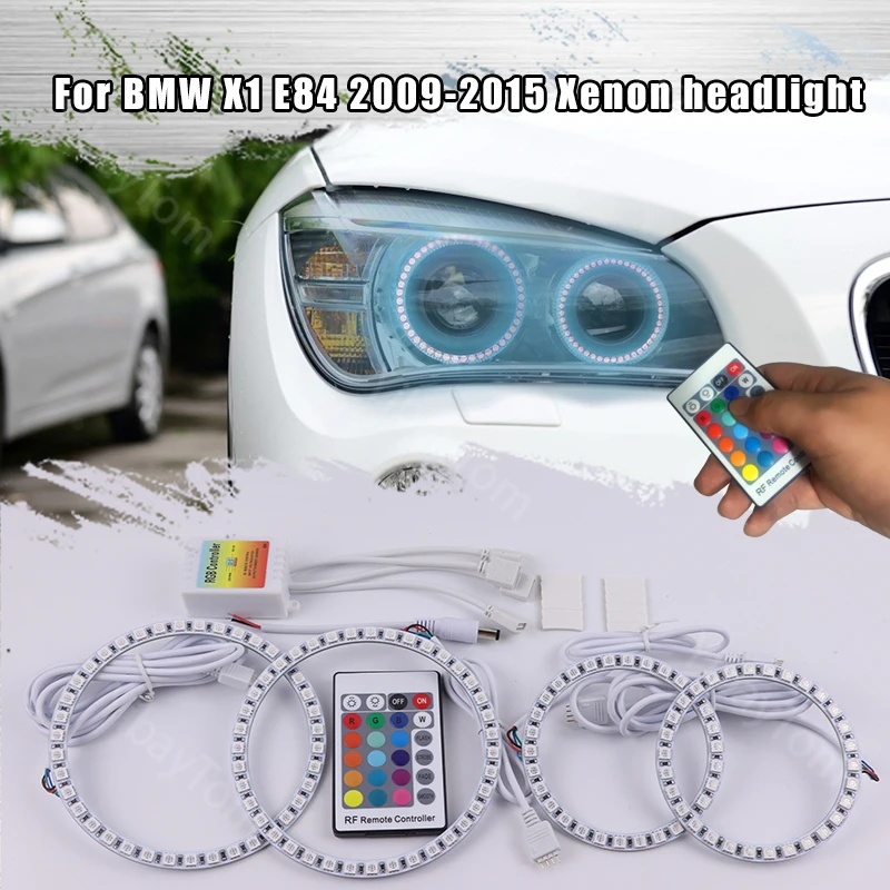 

For BMW X1 E84 2009-2015 Xenon Headlight Daytime Running Light DRL Angel Eyes LED RGB Multi-color Headlight Halo Ring Kit