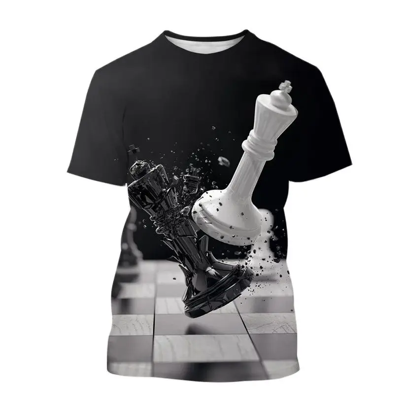 

Модная мужская Шахматная 3D-печать с круглым вырезом, спортивный Свободный Повседневный большой Топ для фитнеса, крутая футболка, летняя тонкая футболка с короткими рукавами