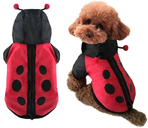 

Dog Ladybug Costume Outfits Funny Winter Warm Small Dog Pet Cat Clothes Jacket Coat Clothing for Small Medium Dog (M, Red)