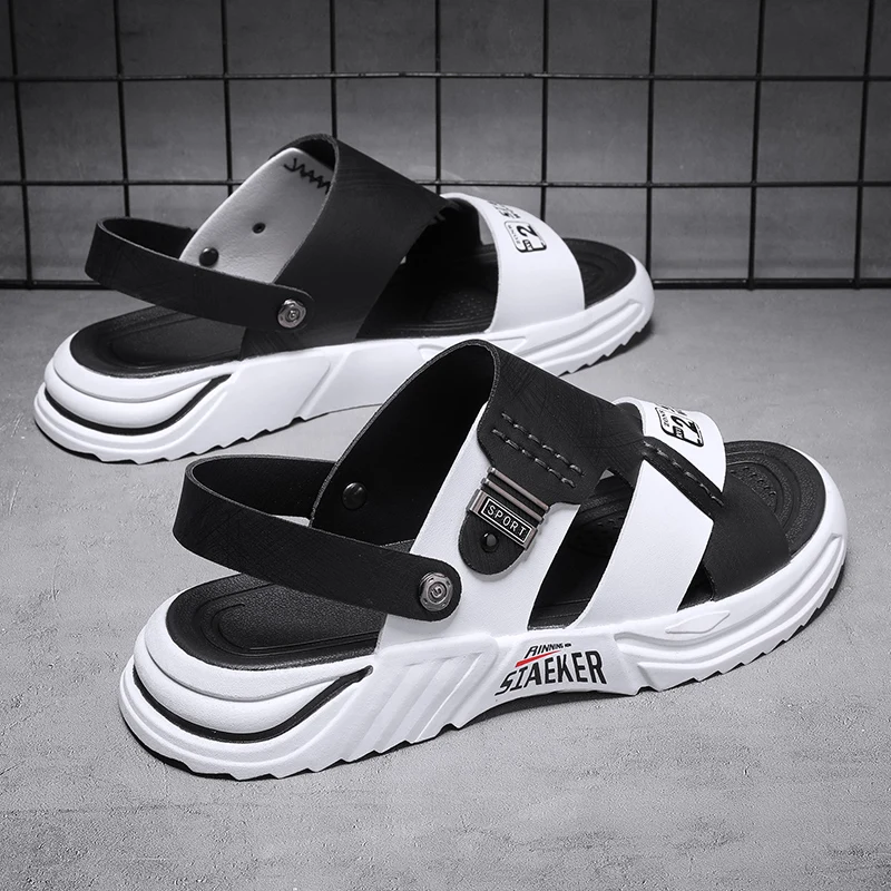 

Сандалии мужские кожаные, наружная одежда, взрывы в стиле интернет-знаменитостей, Нескользящие пляжные сандалии с передовым ощущением