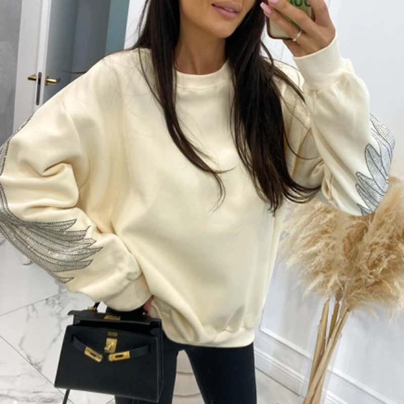 

Женский свитшот с круглым вырезом, с длинным рукавом