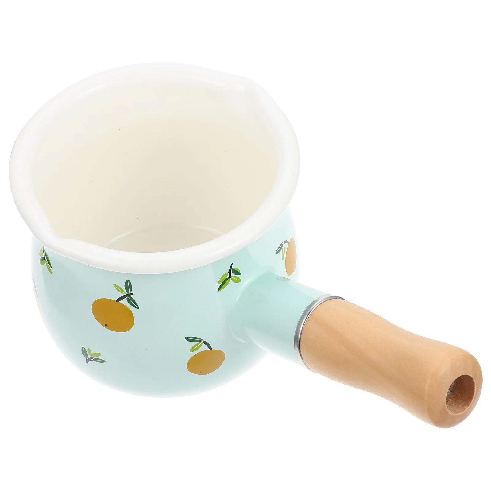 

Pot Pan Enamel Butter Warmer Saucepan Mini Ceramic Sauce Cooking Soup Nonstick Handle Bowl Wooden Enamelware Melting Cookware