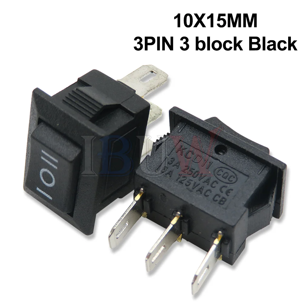 

10 шт., кнопочный выключатель 10x15 мм 15x21 2Pin 3pin 3A 250V KCD11 10 мм 10 мм * 15 мм