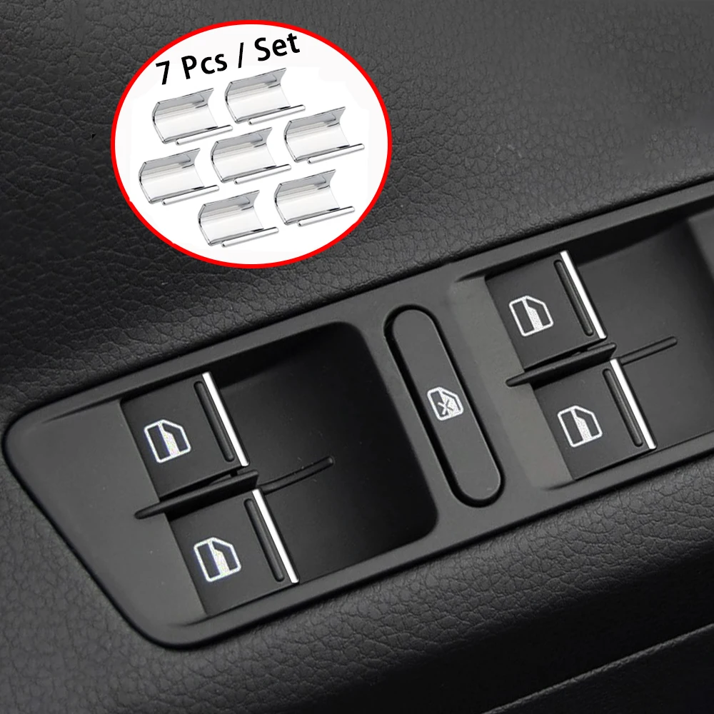 ABS Chrome Car Door Window Lift Button Switch Sequin Trim for Skoda Octavia Fabia 2 Yeti Interior Mouldings Auto Accessories