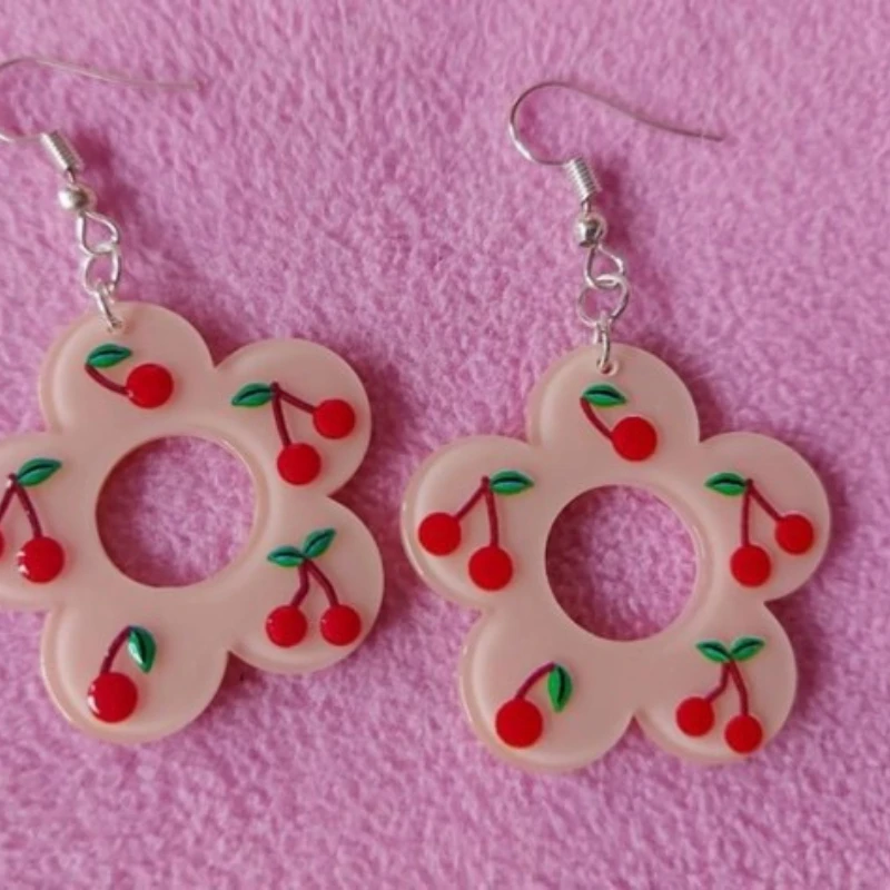 Милые милые серьги в стиле панк в стиле Харадзюку С Рисунком фруктов вишни для женщин подарок для девушки модные ювелирные изделия на день рождения