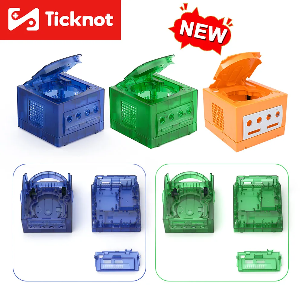 Фото TicKnot новейший прозрачный сменный чехол Drank Geen & Blue для Nintendo Gamecube, защитный чехол для игровой консоли NGC №1